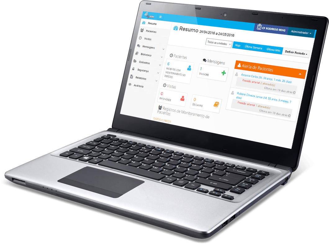 Telas do sistema web